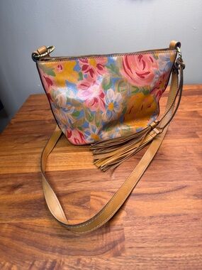 Patricia Nash Voletta Leather Top Zip Crossbody Bag Citrus Rose